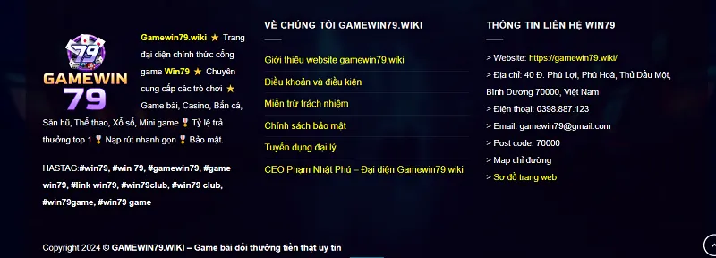 Gamewin79.wiki có trụ sở và kênh liên hệ rõ ràng