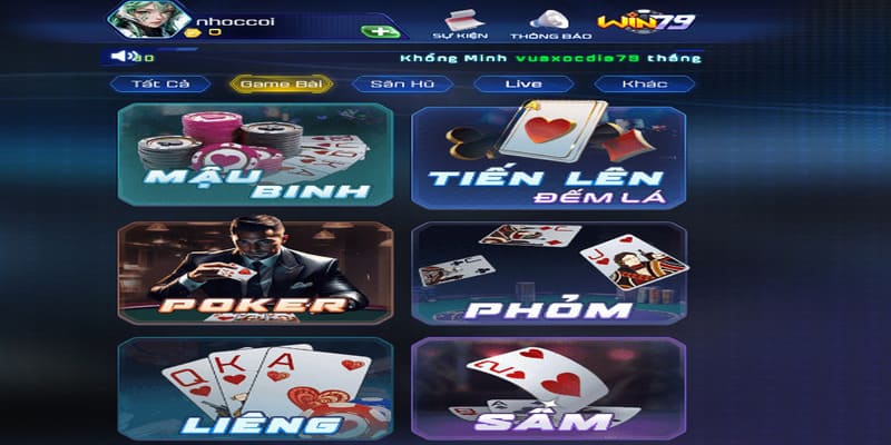 TOP các sản phẩm game bài đáng thử tại cổng WIN79