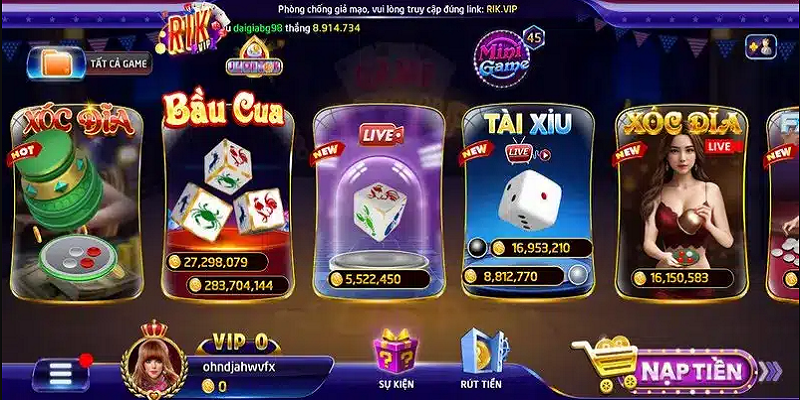 Game live RikVip hội tụ những sảnh chơi uy tín, chất lượng cao